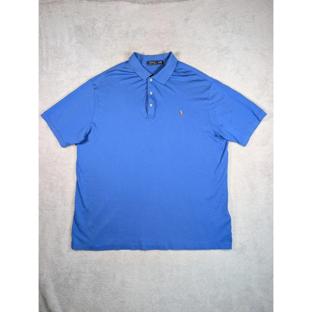 Polo Ralph Lauren Mens 2XLT Blue Short Sleeve Cotton Jersey Polo Shirt Tall
